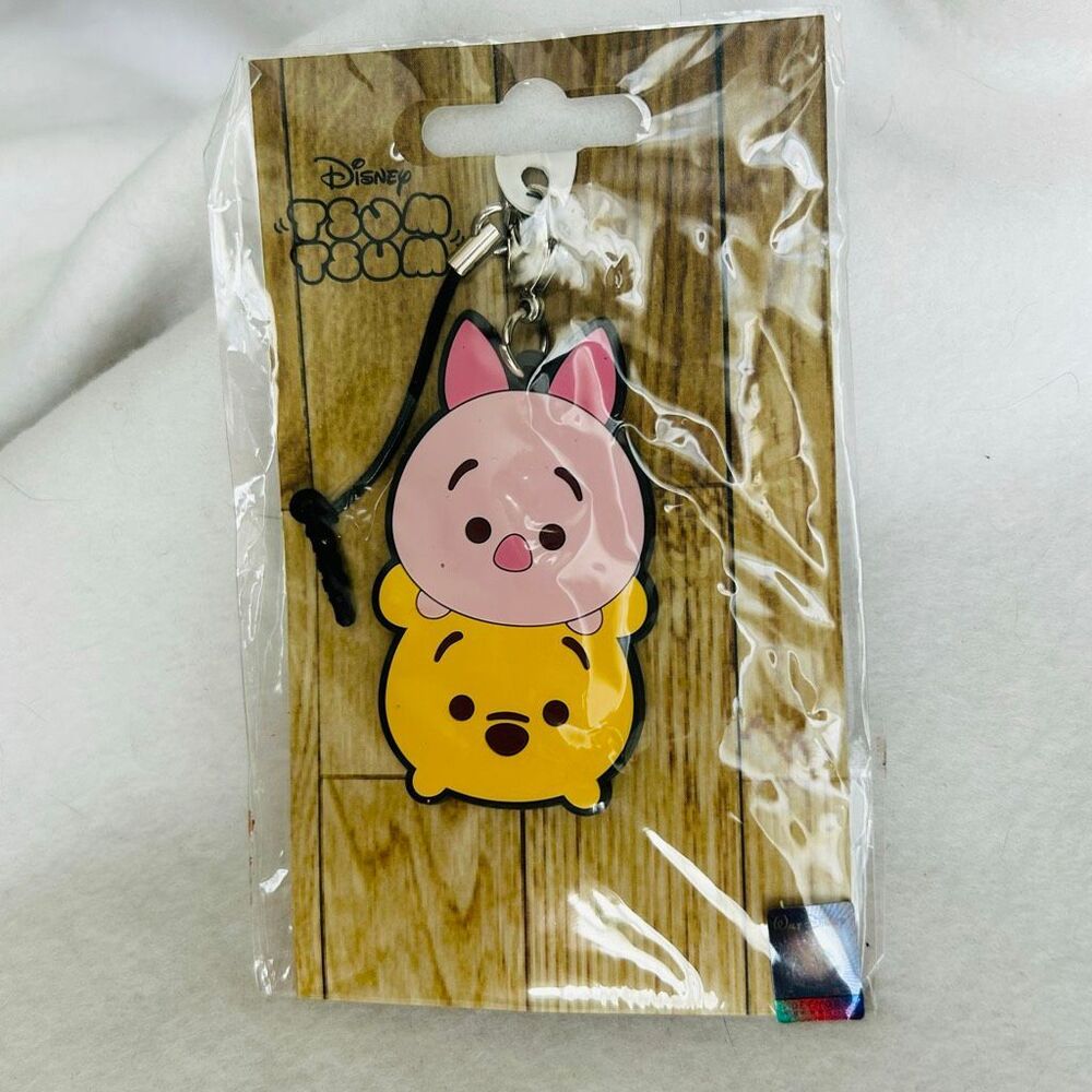 Official Disney Tsum Tsum Winnie the Pooh & Piglet Rubber Charm Strap Import NIP